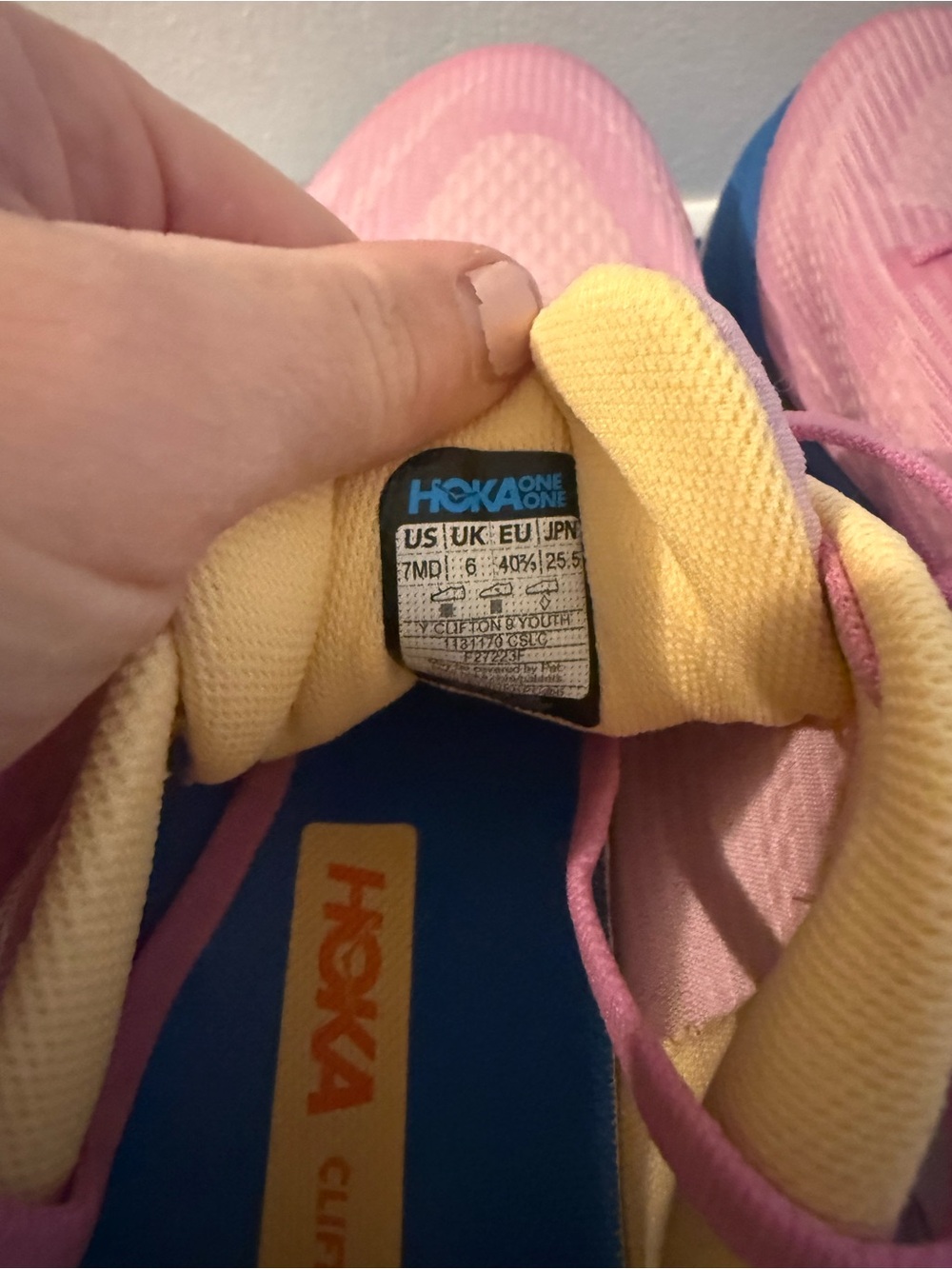 Hoka Pink, Blue & Yellow Running Shoes - Picture 4 of 6